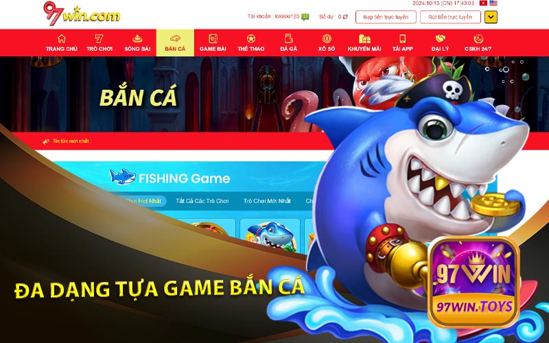 Đa Dạng Tựa Game Bắn Cá Tại Nhà Cái 97Win